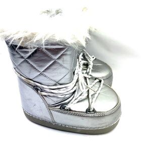 Kids Silver Quilted Boots